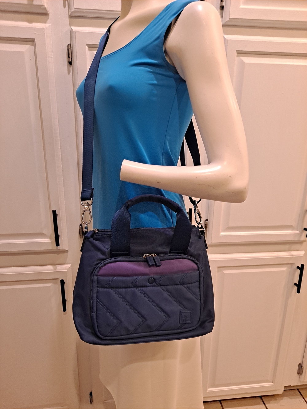 Ihkwip French Navy Perwinkle Mini Tote Encore Edition Organizer Crossbody Bag